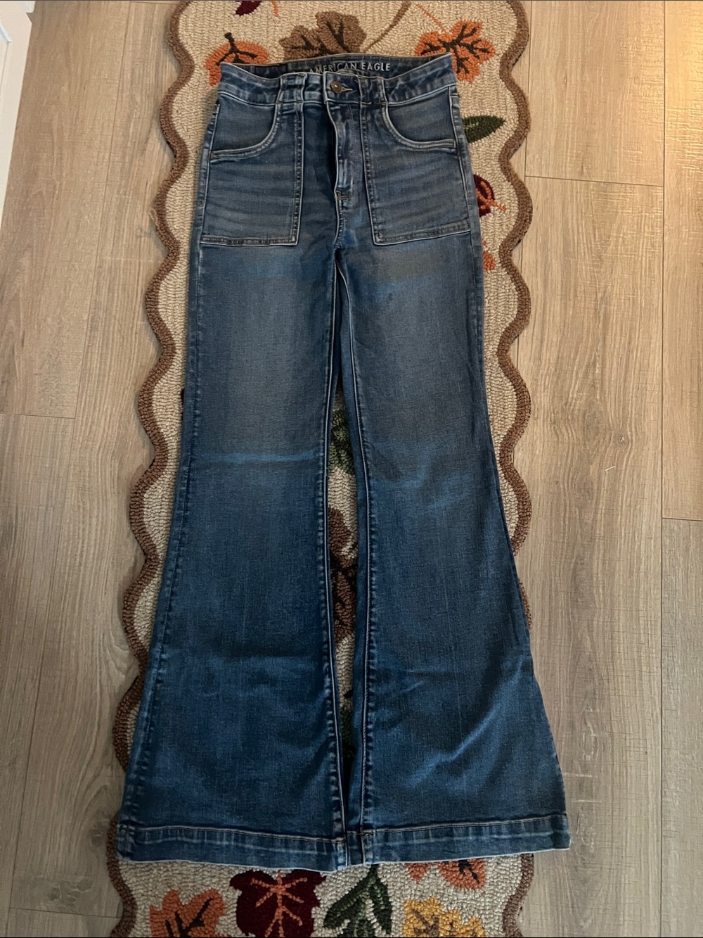 American Eagle Outfitters Dark Blue Flared High-Rise Jeans